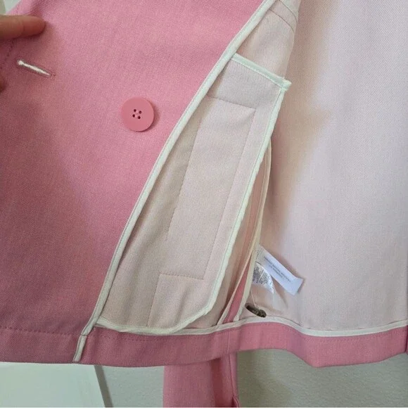 Ann Taylor Pink Trench Pea Coat size 00 Double Breasted Short Pea Coat - Picture 12 of 13